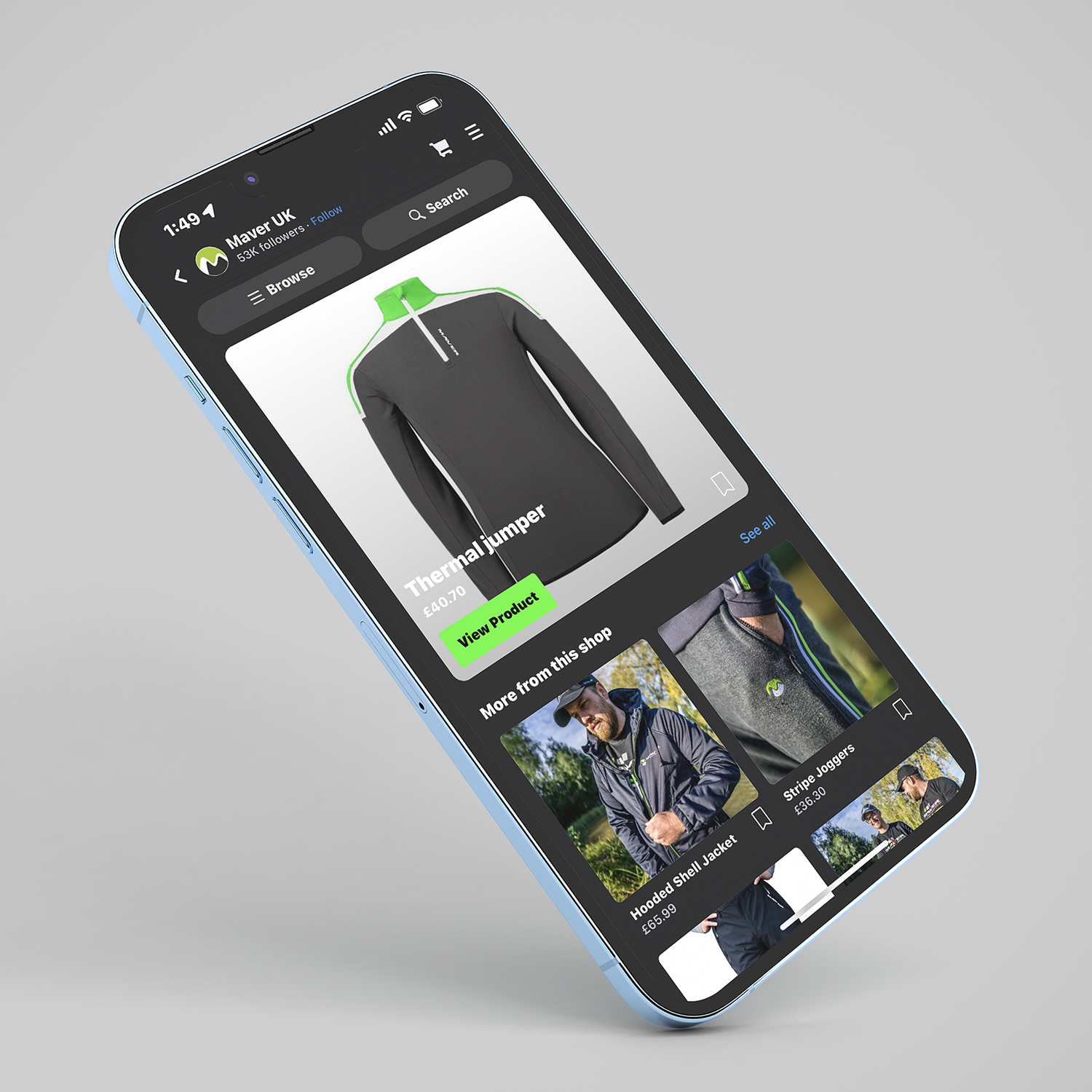 Social Shopping Platform iPhone Screen | Reech