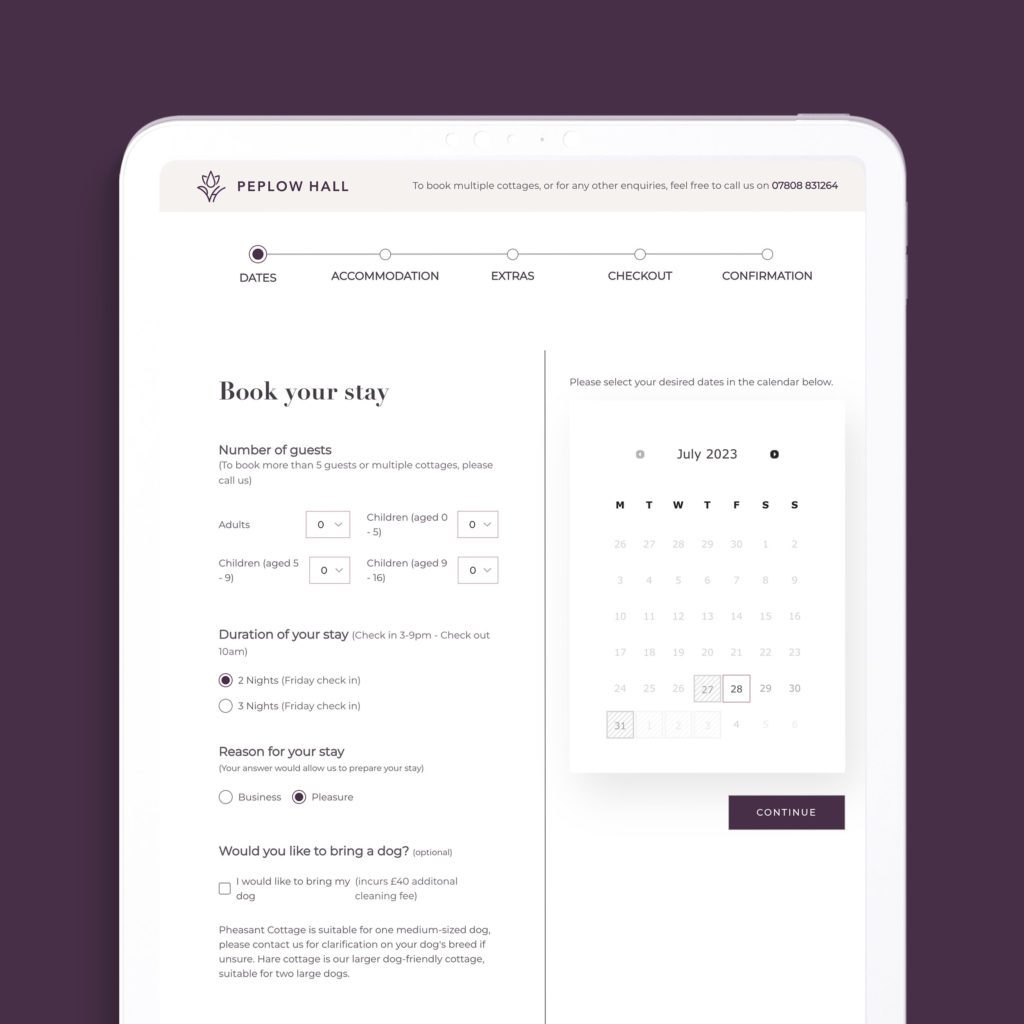 Peplow Hall | Online Booking System by Reech