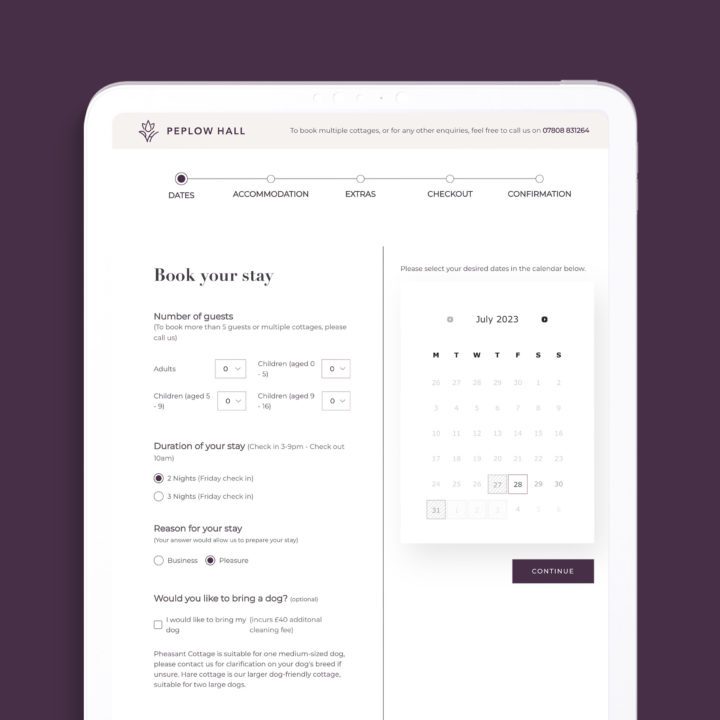 Peplow Hall | Online Booking System by Reech